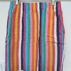 J. Crew Linen Multicolor Striped Skirt